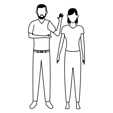 çift avatar çizgi film karakteri siyah beyaz