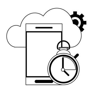 Siyah beyaz bulut bilgi işlem ve teknoloji sembolleri