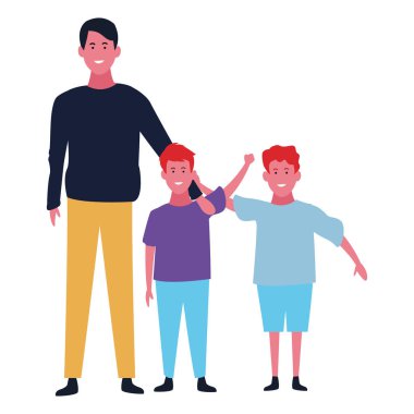Aile ve çocuklar karikatür izole