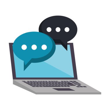 Sohbet kabarcıkları sembolleri ile Dizüstü bilgisayar