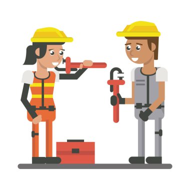 Constuction workers geometrik karikatürler