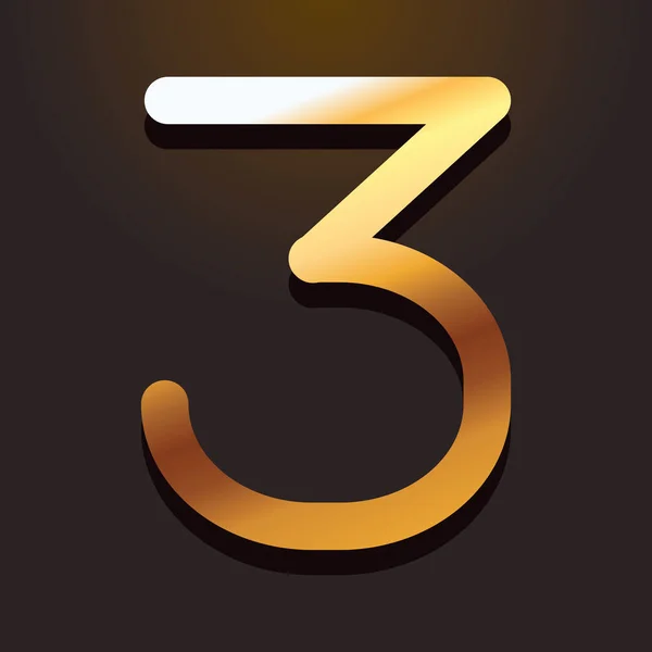 Three number gold font — Stock Vector