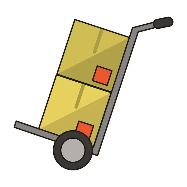 Camion a mano con scatole simbolo isolato — Vettoriale Stock