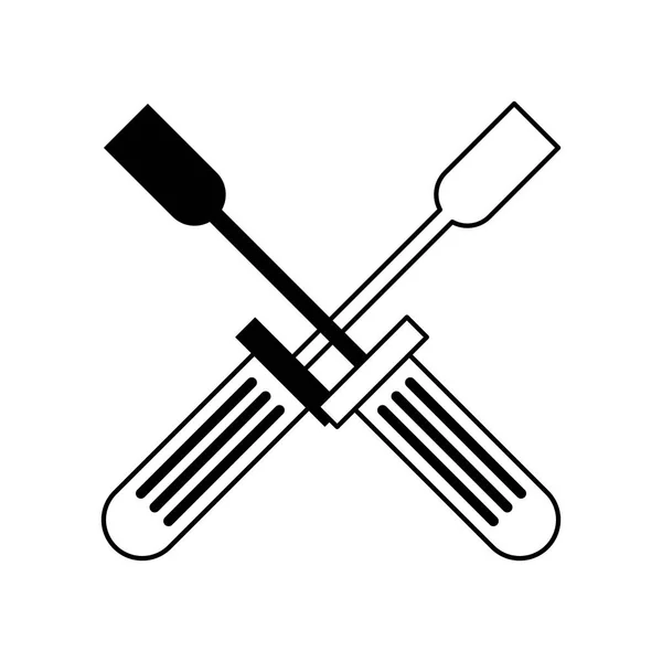 Tournevis outil croisé symbole isolé en noir et blanc — Image vectorielle