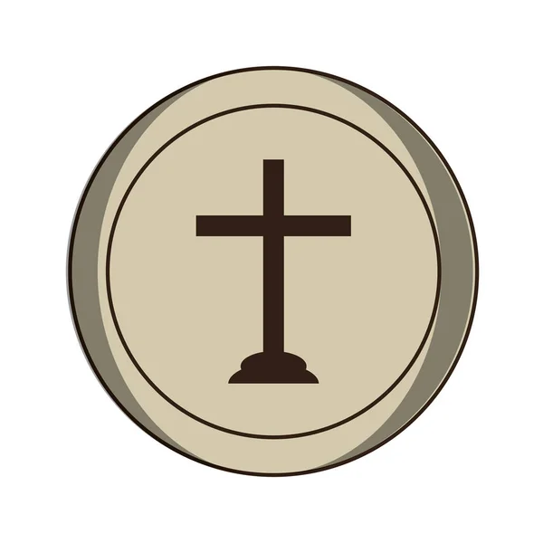 Cross round emblem — Stock Vector