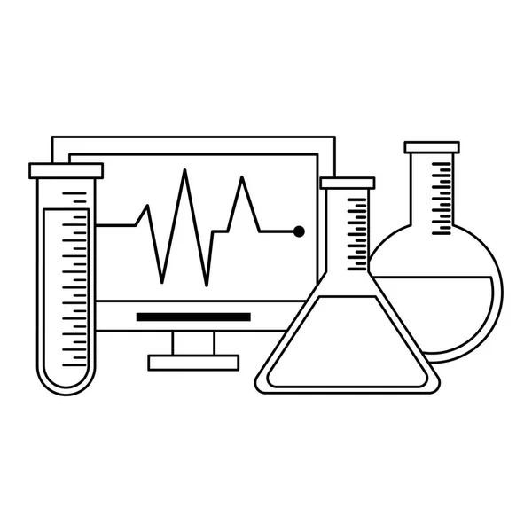 Equipos médicos y de salud en blanco y negro — Vector de stock