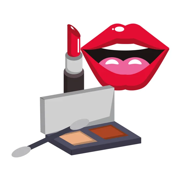 Maquiagem e mulheres moda beleza vetor ilustração —  Vetores de Stock
