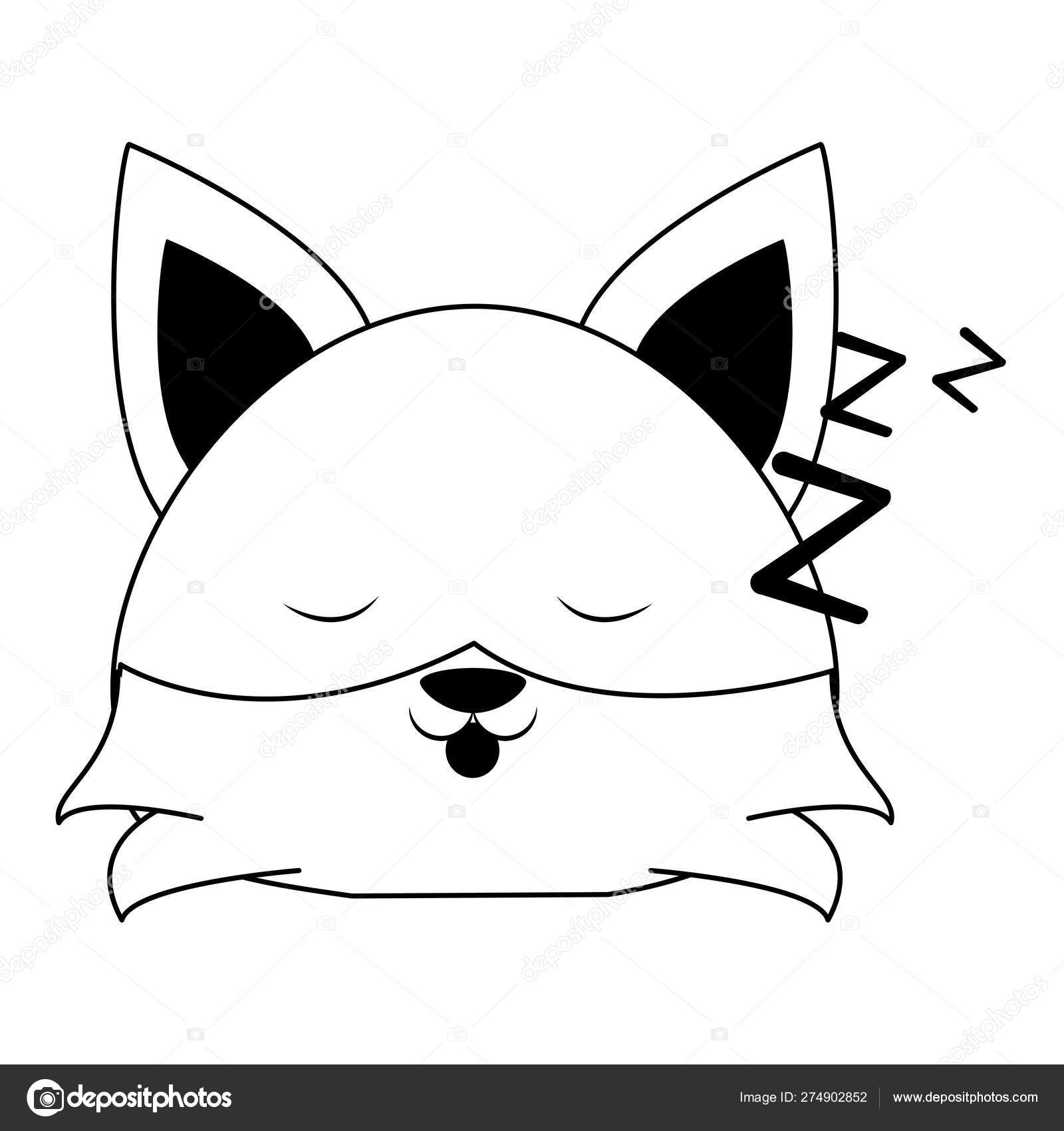 Cute fox animal cartoon in black and white Stock Vector by ©jemastock