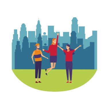 Arkadaşlar sahip eğlenceli karikatür