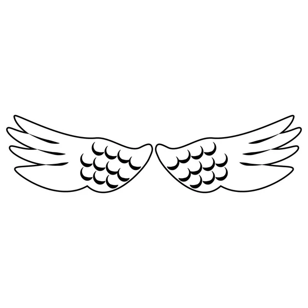 Asas de pássaro isolado símbolo dos desenhos animados em preto e branco — Vetor de Stock