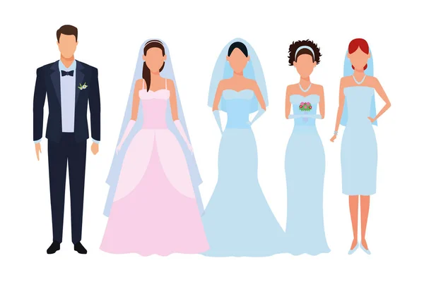 Personas vestidas para la boda — Archivo Imágenes Vectoriales