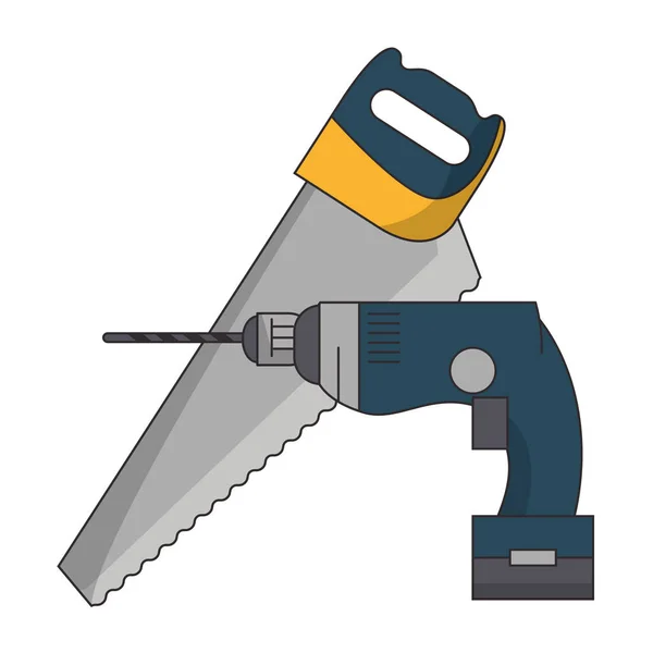 Πριονίδια και κατασκευή τρυπάνι εργαλεία — Διανυσματικό Αρχείο