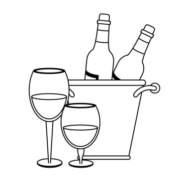 Şarap ve Gastronomi kavramı siyah ve beyaz