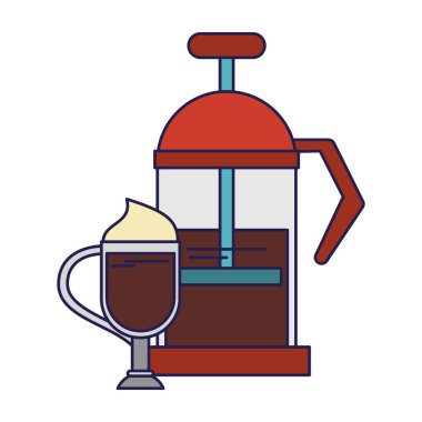 Manuel kahve makinesi kahve dükkanı ekipmanları mavi çizgiler