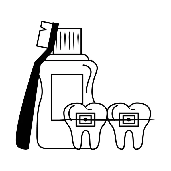 Salud e higiene dental en blanco y negro — Archivo Imágenes Vectoriales