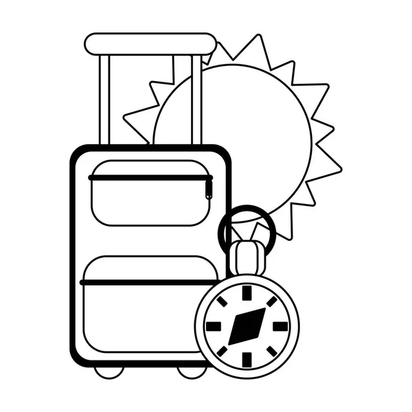 Urlaub und Reisekonzept schwarz auf weiß — Stockvektor