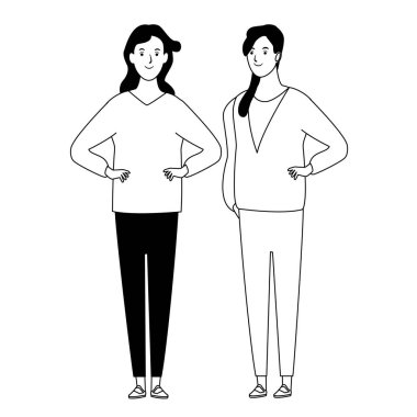siyah ve beyaz kadın avatar karikatür karakter