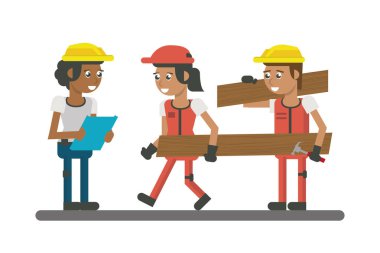 Constuction workers geometrik karikatürler