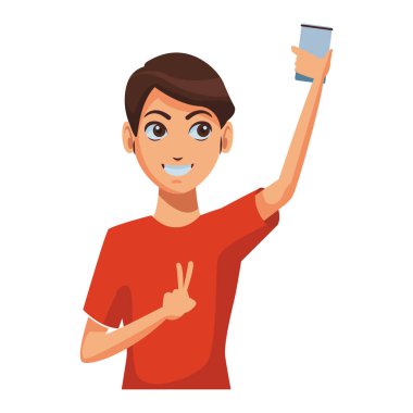 Akıllı telefonla selfie çeken adam