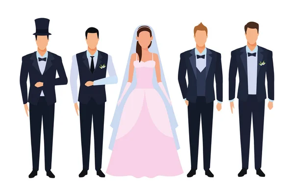 Personnes habillées pour le mariage — Image vectorielle