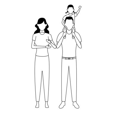 Aile avatar çizgi film karakteri siyah ve beyaz