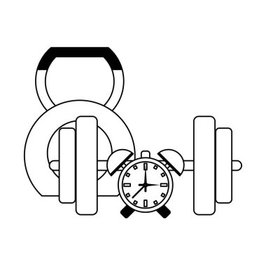 Siyah beyaz fitness ve spor salonu ekipmanları