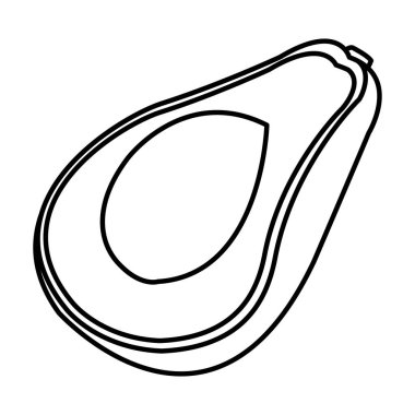 yarım avokado simgesi karikatür siyah beyaz