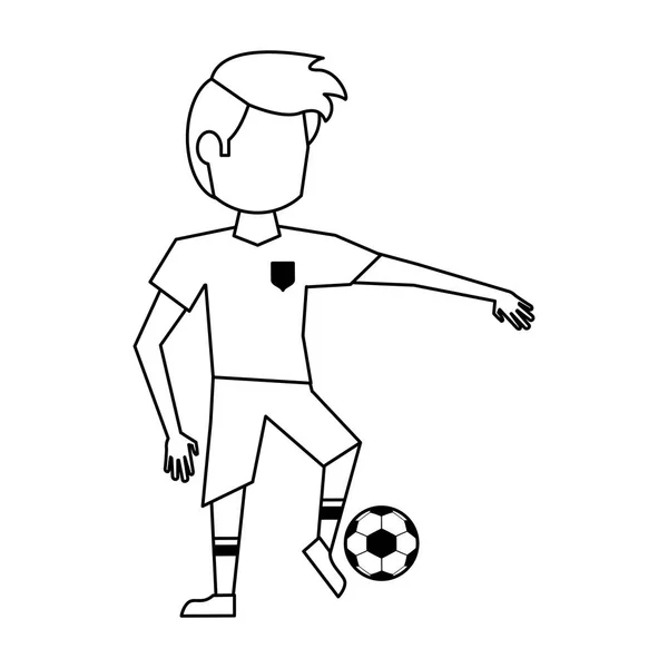 Soccer player with ball avatar in black and white