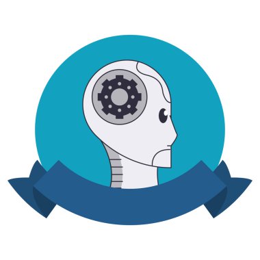 Robot kafa teknolojisi yuvarlak amblem