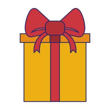 Bir kutu içinde Hediye alışveriş izole mavi çizgiler sarılmış