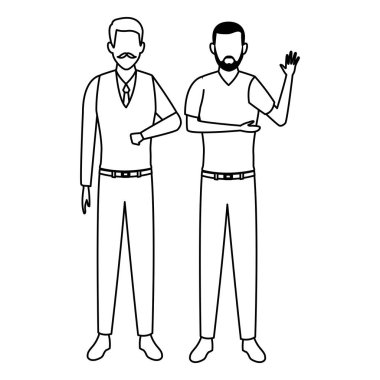 yaşlı adam ve genç adam siyah ve beyaz