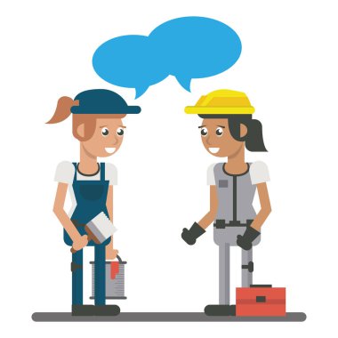 Constuction workers geometrik karikatürler