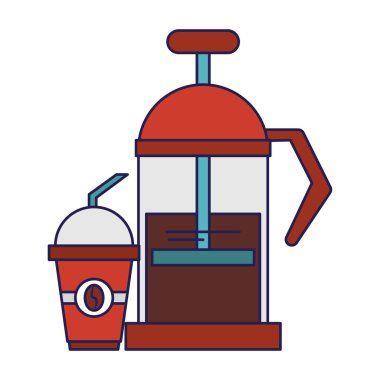 Manuel kahve makinesi tatlı içecek mavi çizgiler