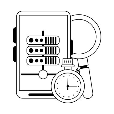 Akıllı telefon sunucuları ve bulut bilgi işlem siyah beyaz