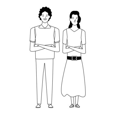 siyah ve beyaz çift avatar karikatür karakter