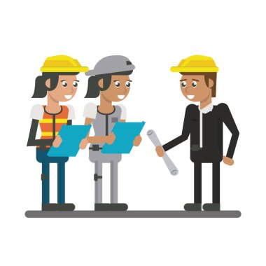 Constuction workers geometrik karikatürler