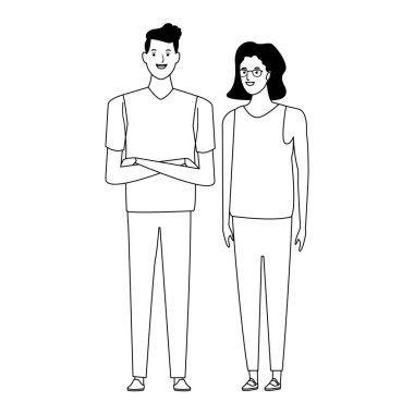 siyah ve beyaz çift avatar karikatür karakter