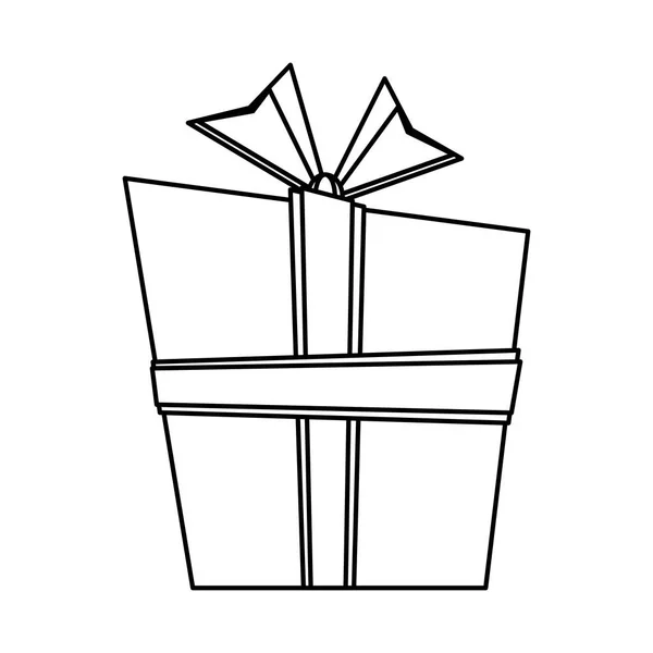 Geschenkbox präsentieren Karikatur isoliert in schwarz und weiß — Stockvektor