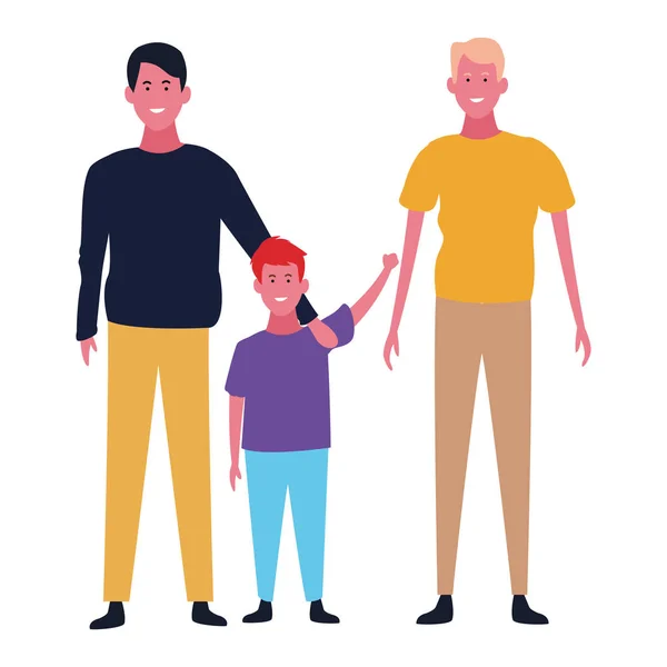 Famille et enfants dessins animés isolés — Image vectorielle