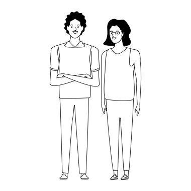 siyah ve beyaz çift avatar karikatür karakter