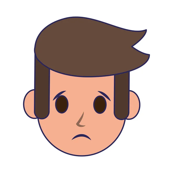 Homem rosto personagem desenhos animados isolado linhas azuis — Vetor de Stock