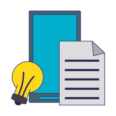 İş ve ofis teknolojisi mavi çizgileri simgeler