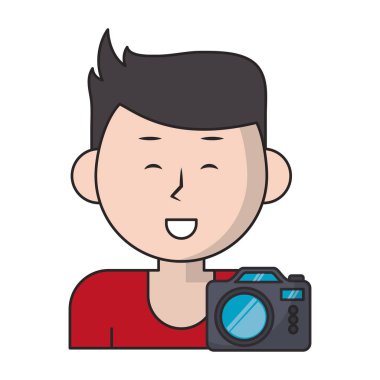 Fotoğraf makinesi olan genç bir adam.