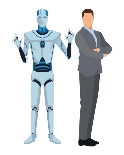 人形机器人和商人 — 图库矢量图片