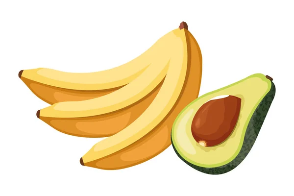 Plátano y aguacate — Vector de stock