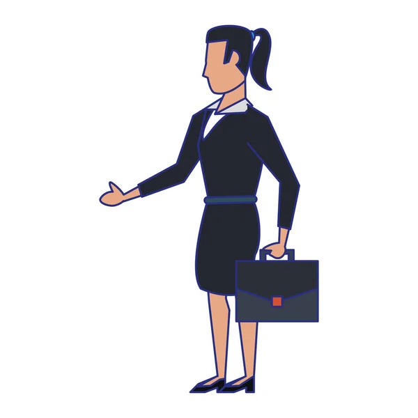 Mujer de negocios avatar personaje de dibujos animados líneas azules — Vector de stock