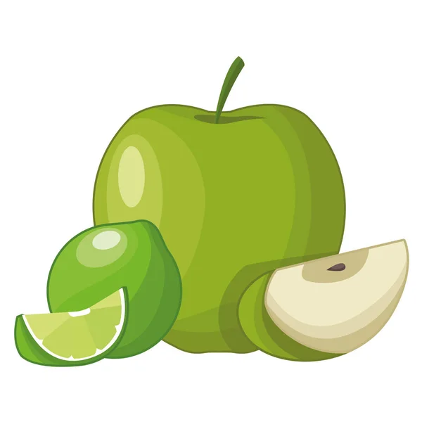 Φρούτα σε φέτες από μήλο και λεμόνι — Διανυσματικό Αρχείο