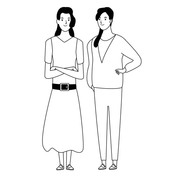Γυναικών είδωλο καρτούν χαρακτήρα σε μαύρο και άσπρο — Διανυσματικό Αρχείο