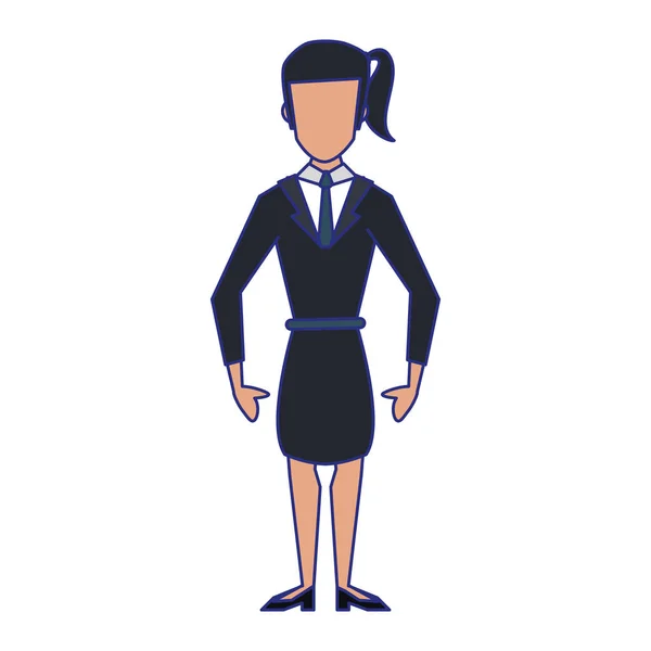 Business woman avatar cartoon character blue lines — Stock Vector