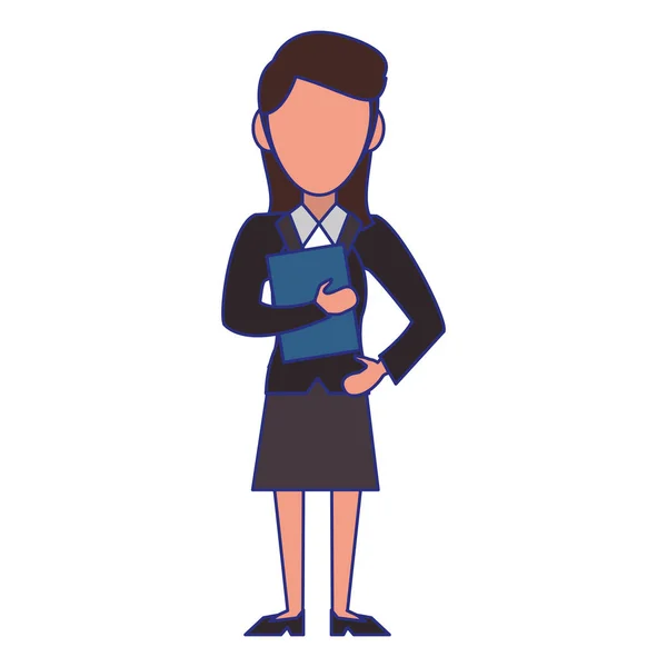 Executive businesswoman character cartoon blue lines — Stock Vector